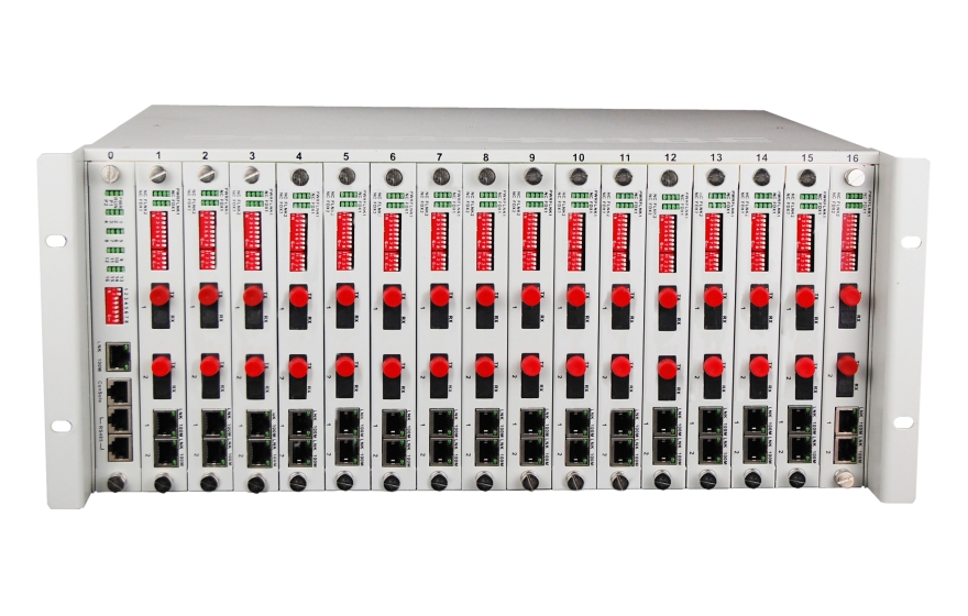 乐鱼app官网科技-4U网管型32个光方向百兆光纤收发器机框
