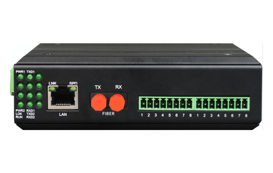 乐鱼app官网科技-工业轨式2路串口服务器(带1路光纤串口)